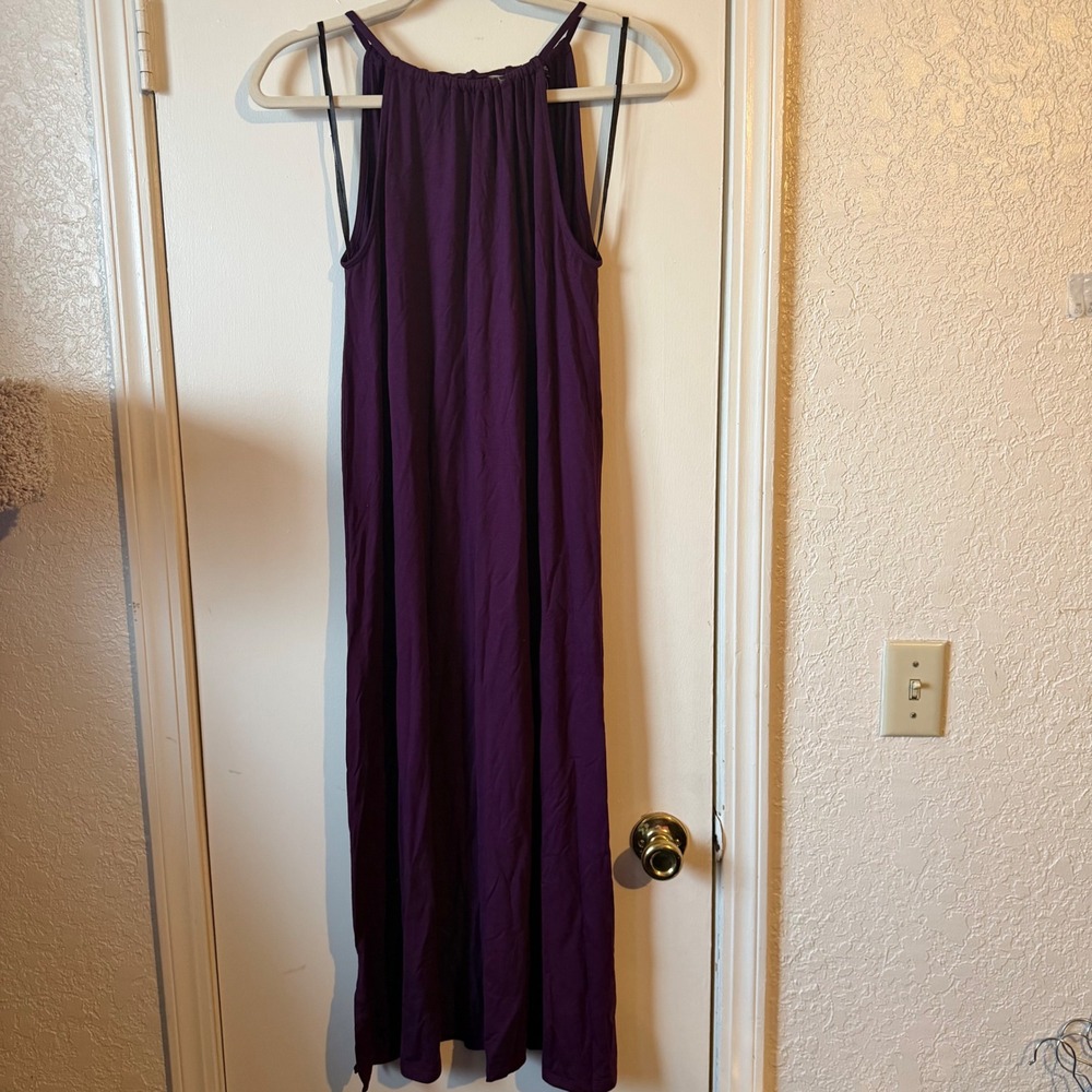 Eileen Fisher Purple Tencel Lyocell Halter Neck Maxi Dress Small